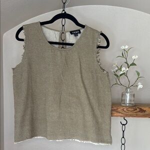 GiGio sleeveless linen-look shirt, S, light olive green color